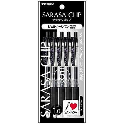 Zebra Sarasa Clip 1.0 Black Pens P-JJE15-BK5