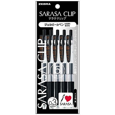 Zebra Sarasa Clip 0.3 Black Pens P-JJH15-BK5