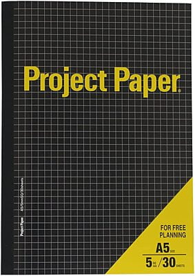 Okina Project Notebook A5 5mm Grid 30 Sheets Black
