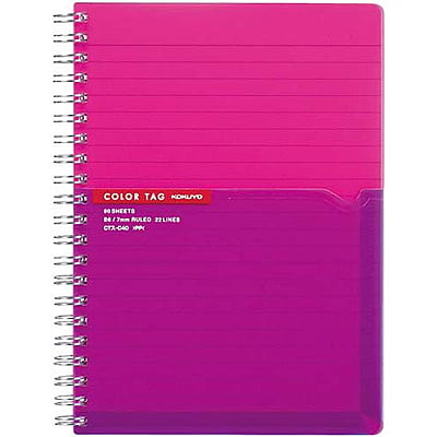 Kokuyo Twin Ring Notebook Color Tag Bicolor B6 Pink CTs C40P