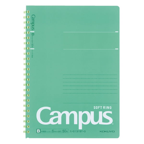 Kokuyo Campus Soft Ring Dot Ruled 50 Sheets A5 Green