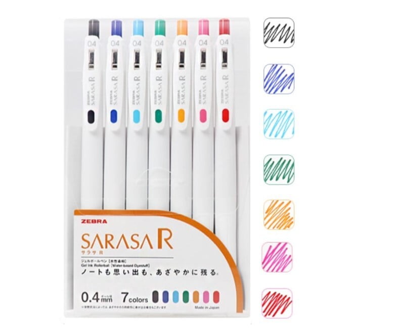 Zebra Sarasa R 0.4 7 color set