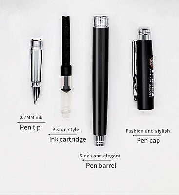 Baoke PC114 Black Metal Fountain Pen 0.7