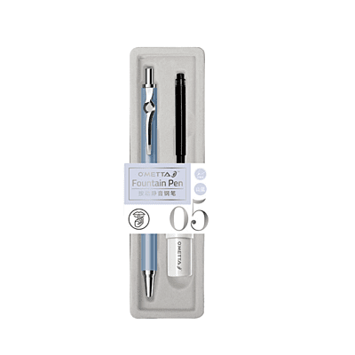Beifa Ometta No-Noise Retractable Fountain Pen with Ink Cartridge Blue GEF005