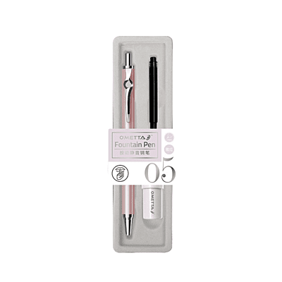Beifa Ometta No-Noise Retractable Fountain Pen with Ink Cartridge Pink GEF005