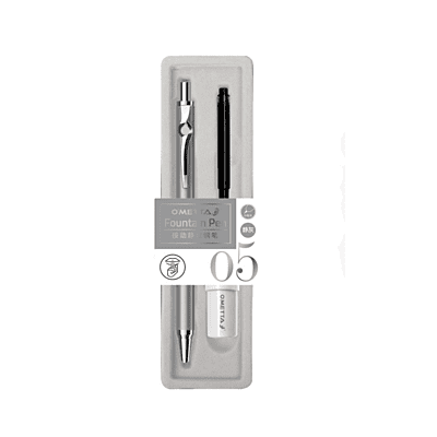 Beifa Ometta No-Noise Retractable Fountain Pen with Ink Cartridge Gray GEF005