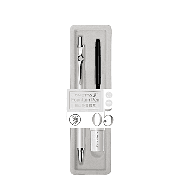 Beifa Ometta No-Noise Retractable Fountain Pen with Ink Cartridge White GEF005