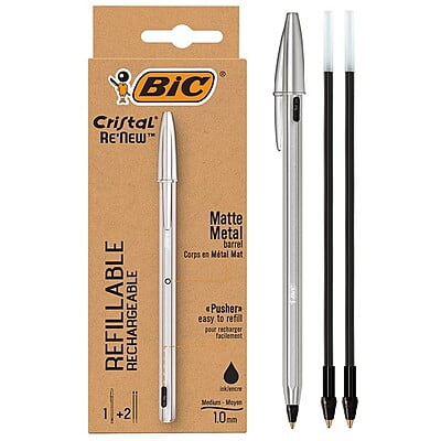 BIC Ballpoint Pen Crystal Renew+2 Refill 1.0mm Black