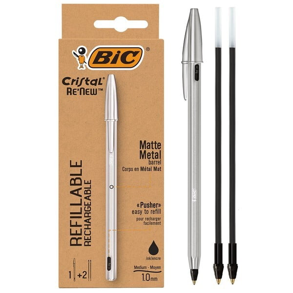 BIC Ballpoint Pen Crystal Renew+2 Refill 1.0mm Black BIC Ballpoint Pen Crystal Renew+2 Refill 1.0mm Black
