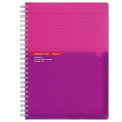 Kokuyo Twin Ring Notebook Color Tag Bicolor A5 Pink CTs C30P