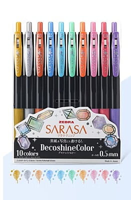 Zebra Sarasa Clip 0.5 Deco Shine 10 Color Pen Set