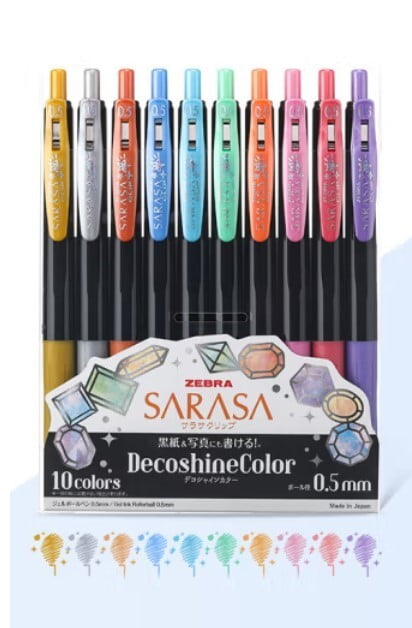 Zebra Sarasa Clip 0.5 Deco Shine 10 Color Pen Set