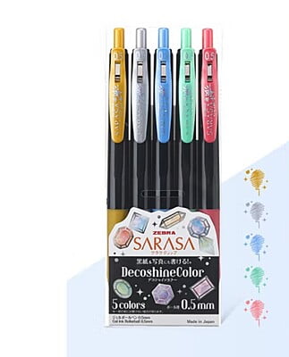 Zebra Sarasa Clip 0.5 Deco Shine 5 Color Pen Set