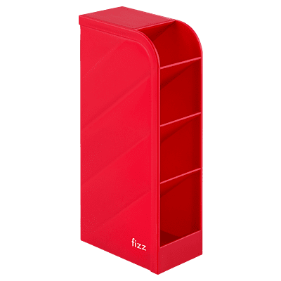 Fizz 4 Grid Large Capacity Oblique Insert Pen Holder Red FZ21013-R