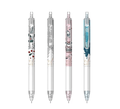 Beifa Ice and Snow Pattern Beautiful Retractable Gel Pen Black 0.5 GPF0088