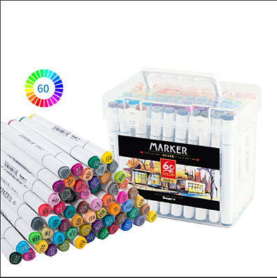 Guangbo Dual Tip Art Markers 60 Colors Set Guangbo Dual Tip Art Markers 60 Colors Set