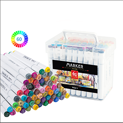 Guangbo Dual Tip Art Markers 60 Colors Set