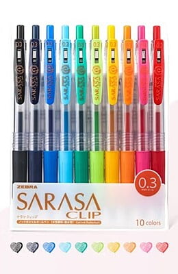 Zebra Sarasa Clip 0.3 10 Color Pen Set