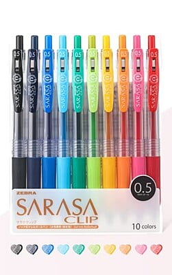 Zebra Sarasa Clip 0.5 10 Color Pen Set
