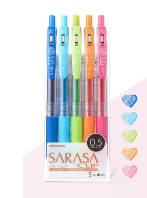 Zebra Sarasa Clip 0.5 5 Color Pen Set