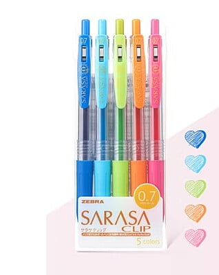 Zebra Sarasa Clip 0.7 5 Color Pen Set Zebra Sarasa Clip 0.7 5 Color Pen Set