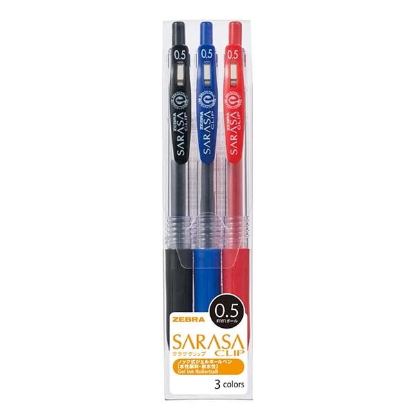 Zebra Sarasa Clip 0.5 3 Color Pen Set Zebra Sarasa Clip 0.5 3 Color Pen Set