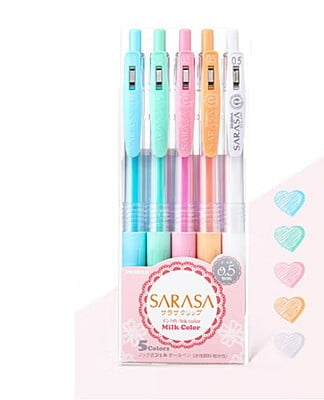 Zebra Sarasa Clip Milk Color 5 Color Pen Set
