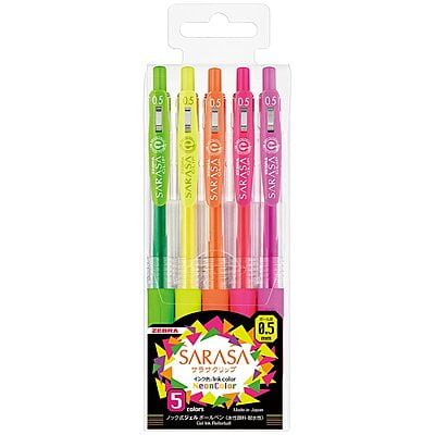 Zebra Sarasa Clip 0.5 Neon Color 5 Color Pen Set