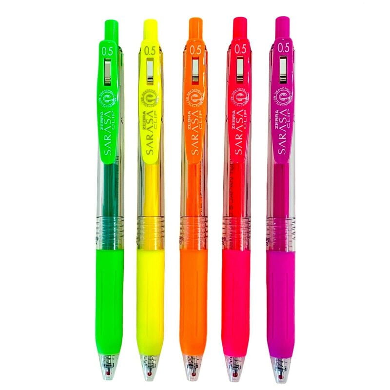 Zebra Sarasa Clip 0.5 Neon Color 5 Color Set Zebra Sarasa Clip 0.5 Neon Color 5 Color Set