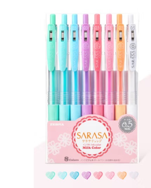 Zebra Sarasa Clip Milk Color 8 Color Pen Set Zebra Sarasa Clip Milk Color 8 Color Pen Set