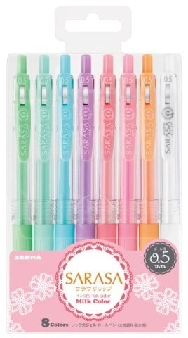 Zebra Sarasa Clip Milk Color 8 Color Pen Set