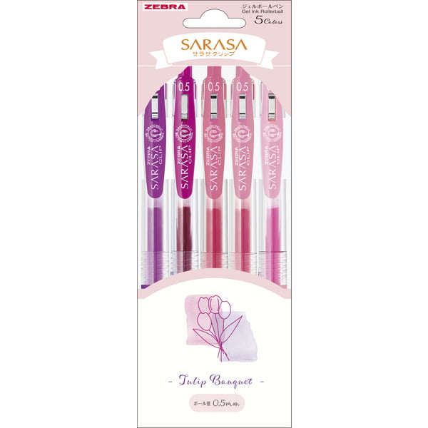 Zebra Sarasa Clip 0.5 Tulip 5 Colors Set