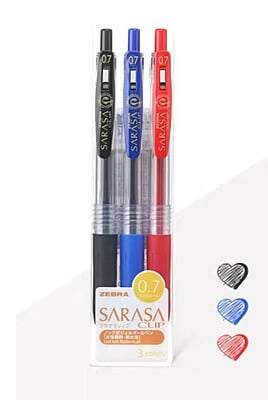 Zebra Sarasa Clip 0.7 3 Color Pen Set