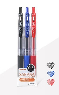 Zebra Sarasa Clip 0.5 3 Color Pen Set