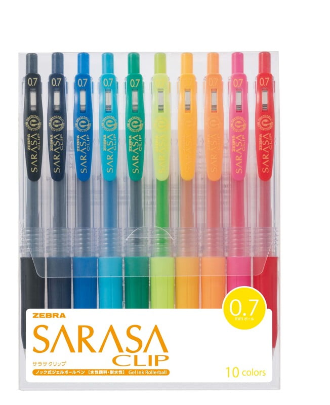 Zebra Sarasa Clip Gel Pen - 0.7 mm - 10 Color Set