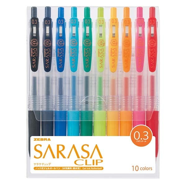 Zebra Sarasa Clip 0.3 10 Color Pen Set