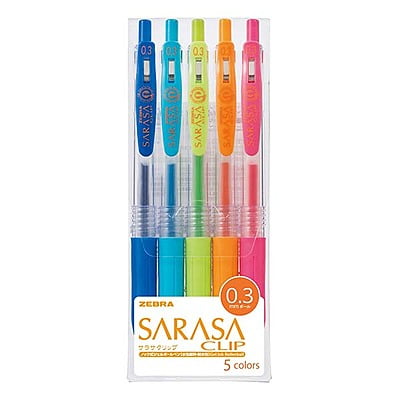 Zebra Sarasa Clip 0.3 5 Color Pen Set