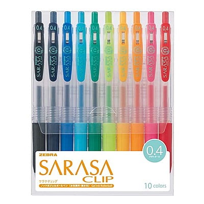 Zebra Sarasa Clip 0.4 10 Color Pen Set