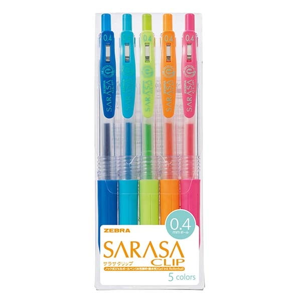 Zebra Sarasa Clip 0.4 5 Color Pen Set