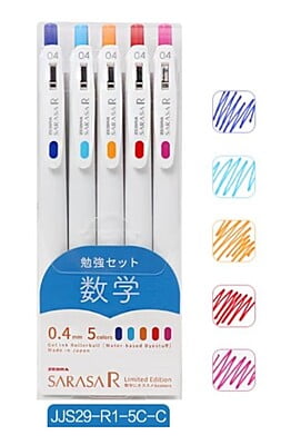 Zebra Sarasa R 0.4 Limited 5 Color Set C (Mathematics)