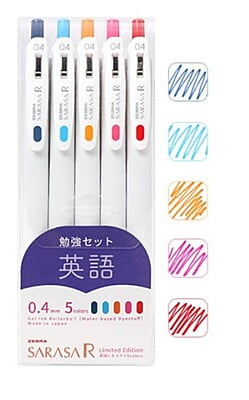 Zebra Sarasa R 0.4 Limited 5 Color Set E (English)