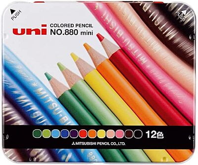 Uni Colored Pencil 880 Mini 12 Colors