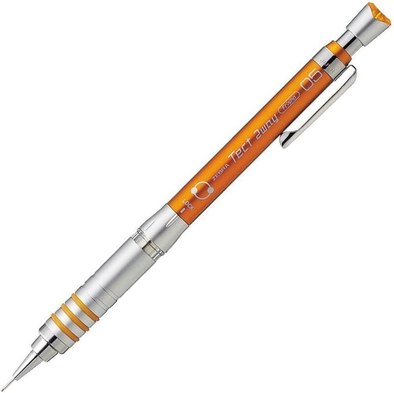 Zebra Tect 2 Way Mechanical Pencil Orange 0.5 Zebra Tect 2 Way Mechanical Pencil Orange 0.5