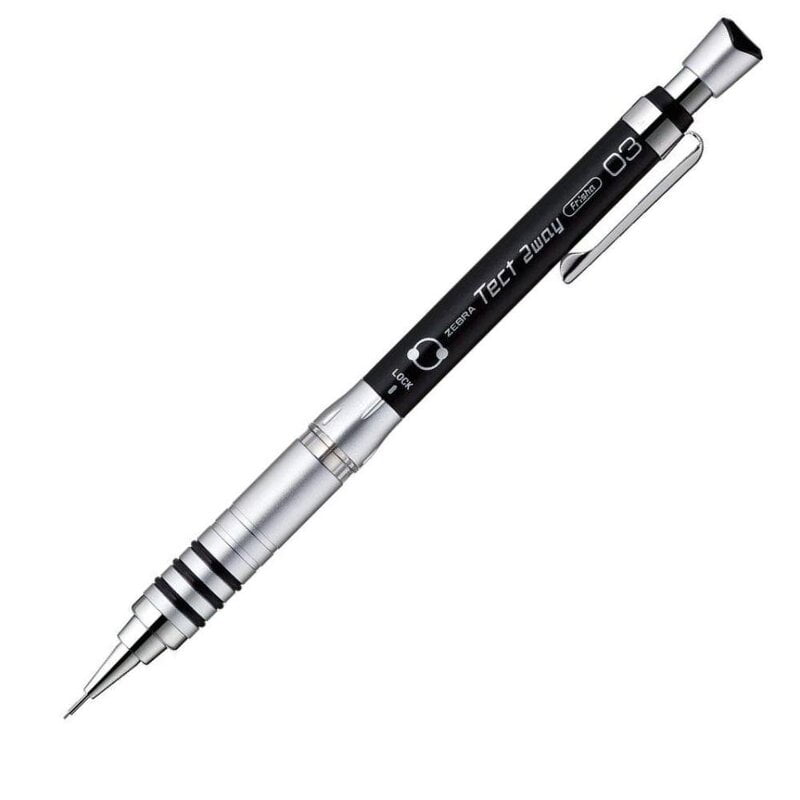 Zebra Tect 2 Way Mechanical Pencil Black 0.3