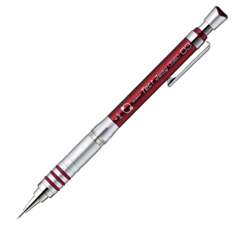 Zebra Tect 2 Way Mechanical Pencil Red 0.3 Zebra Tect 2 Way Mechanical Pencil Red 0.3