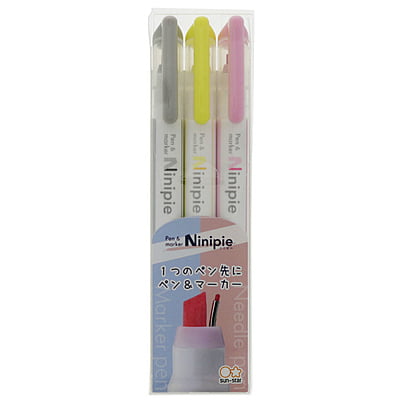 Sun-Star Ninipie Pen and Marker 3 Colors Set Sun-Star Ninipie Pen and Marker 3 Colors Set