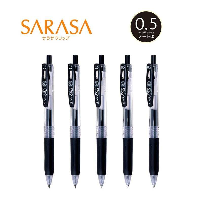 Zebra Sarasa Clip 0.5 Black Pens P-JJ15-BK5 Zebra Sarasa Clip 0.5 Black Pens P-JJ15-BK5