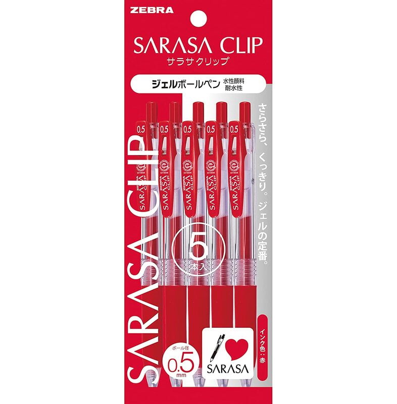 Zebra Sarasa Clip 0.5 Red Pens P-JJ15-R5