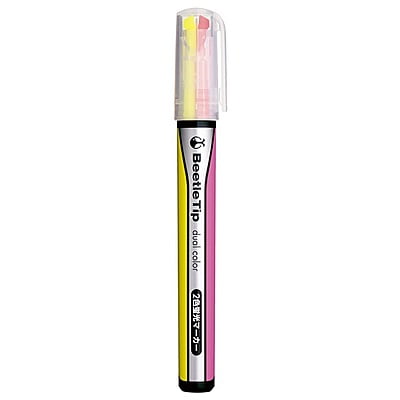 Kokuyo Two-Color Fluorescent Marker Beetle Tip Dual Color PK/YL