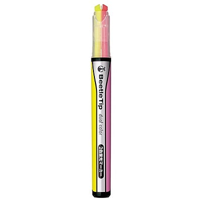 Kokuyo Two-Color Fluorescent Marker Beetle Tip Dual Color PK/YL